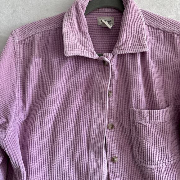 Vtg L.L. Bean Corduroy Button Up Shirt Sz M Shacket Top Pink 3/4 Sleeves - Picture 4 of 8